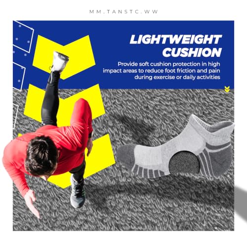 Image of TANSTC Athletic Running Ankle Socks,6Pairs Cushioned Low Cut Anti-Blister Tab Sports Sock Men Women