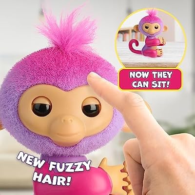 Fingerlings 2023 NEW Interactive Baby Monkey Reacts to Touch 70+ Sounds & Reactions Charli (Purple)
