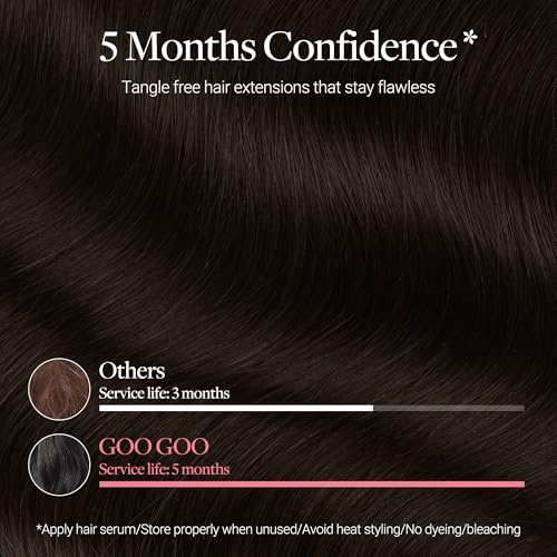 Image of GOO GOO Tape In Weft Hair Extensions Human Hair, 2 Dark Brown, 8cm Wide Tape, 20inch 20pcs 160g, Tape Weft Hair Extensions, Seamless Tape in