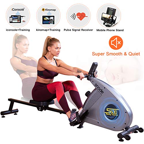 image for SNODE Bluetooth Magnetic Rowing Machine Rower with Bluetooth Heart Rat