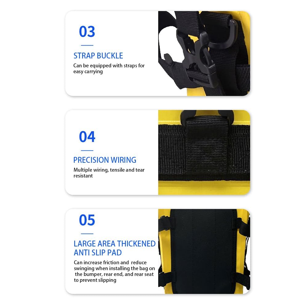 Garvee Sacoche latérale Moto étanche IPX6 8L – Porte-Outils Cadre Universel avec bandoulière réglable – Idéal Accessoires Cyclisme Outdoor – Jaune, 19cm x 9cm x 30,5cm