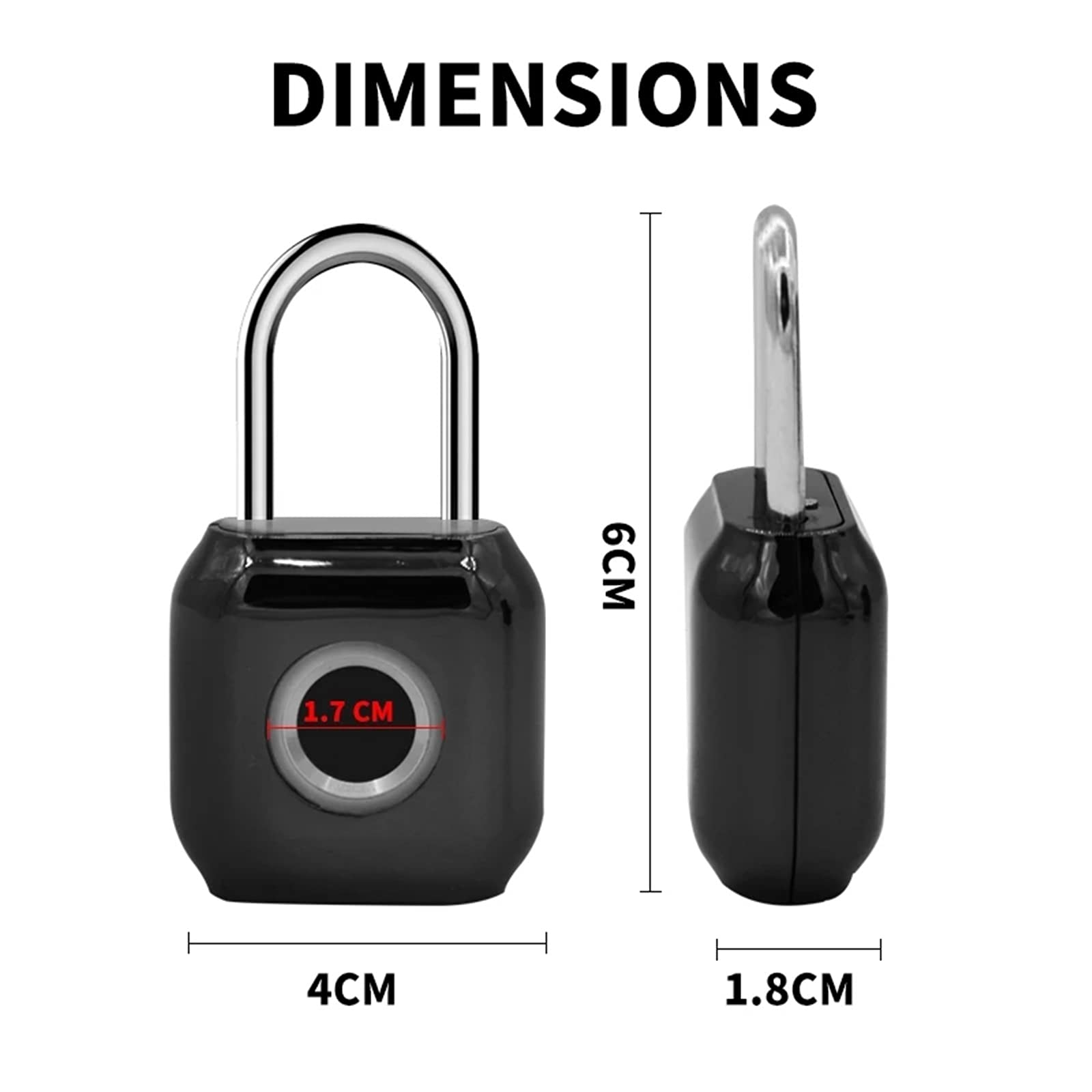 Candado Inteligente con Huella Dactilar Bloqueo de huellas digitales candado aleación zinc inteligente para Seguridad