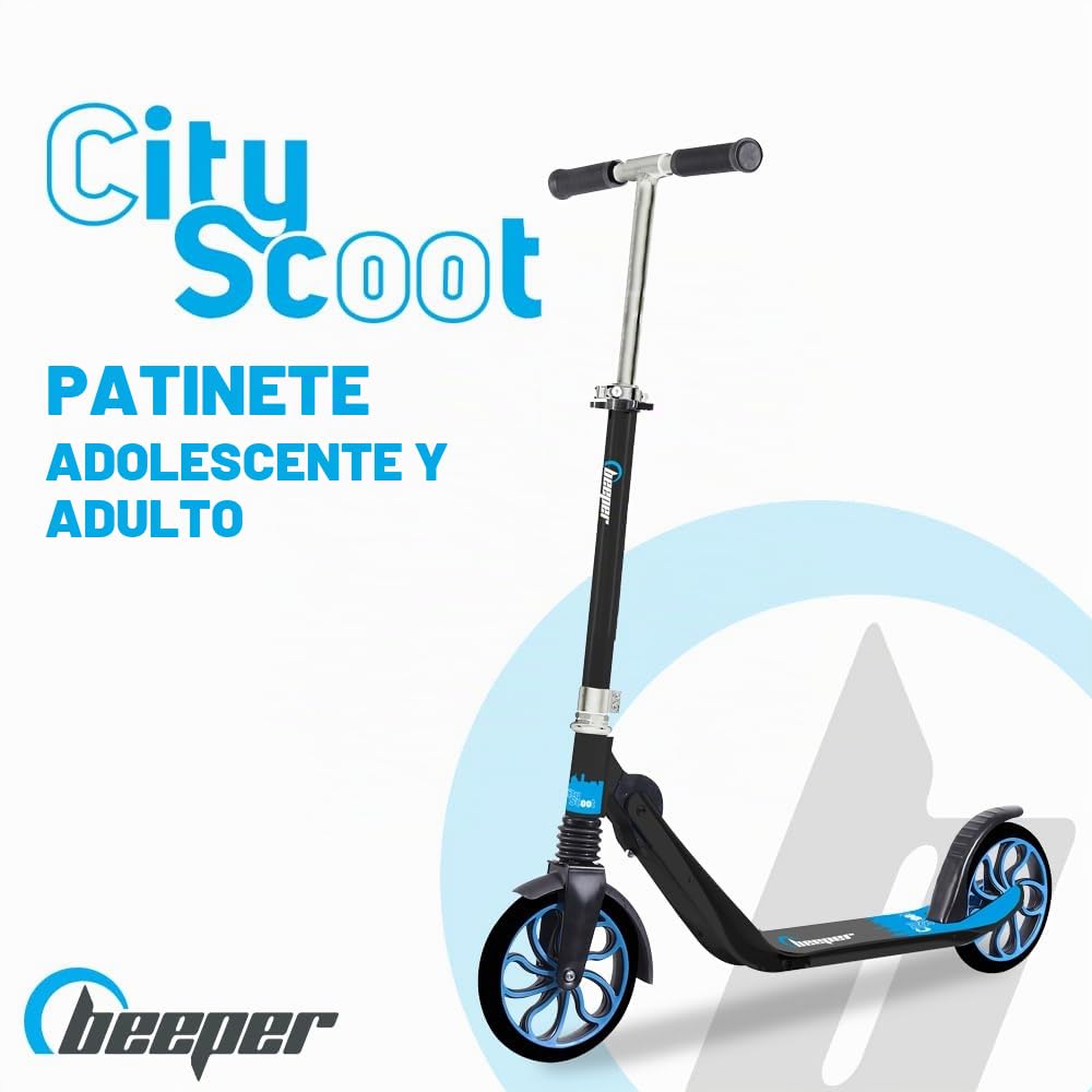 Beeper City Scoot - Patinete para Adolescentes y Adultos, Ruedas de 8 Pulgadas, suspensión Delantera