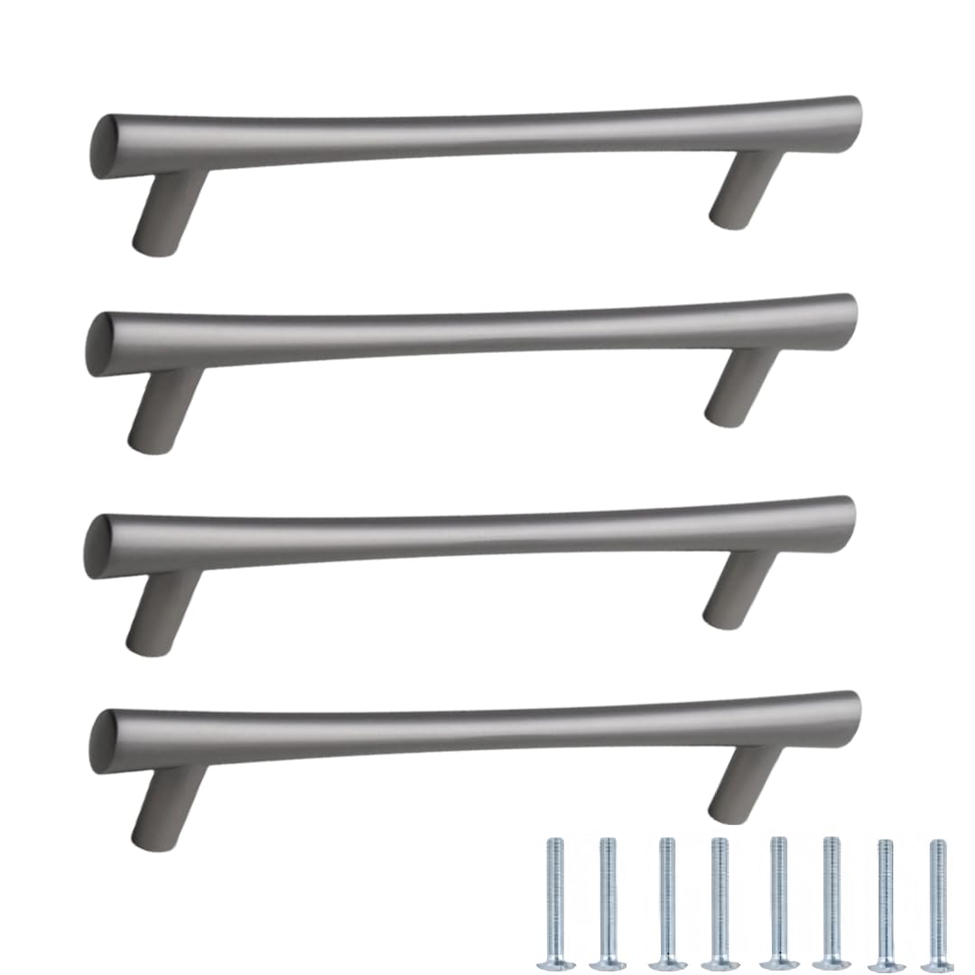 NLQCSXWEP Zinc Alloy Cabinet Bow Handle, Zinc Alloy Cabinet Handles 4 pcs Gray Multiple Sizes Single Hole(9020-128mm)