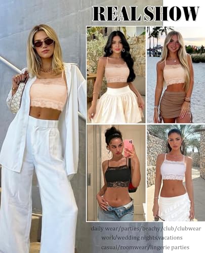 Image of Avidlove Lace Bralette for Women High Neck Camisoles Racerback Double-Layered Crop Top