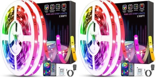 Image of Tenmiro 130ft Led Lights for Bedroom, LED Strip Lights with Remote and App Control Music Sync Color Changing RGB LED Strip, LED Lights for Room Home Party Decoration (2 Rolls of 65ft) (Pack of 2)