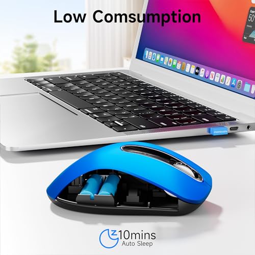 Image of memzuoix 2.4G Portable Wireless Mouse, 1400 DPI Mobile Optical Cordless Mice with USB Receiver for Computer, Laptop, PC, Desktop, MacBook, 5 Buttons, Blue