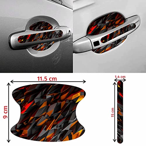 Image of CVANU Car Door Handle & Door Bowl Pack of 8 Anti-Scratch Guard Protective Cover Orange-Black Self-Adhesive Vinyl Sticker Cv9