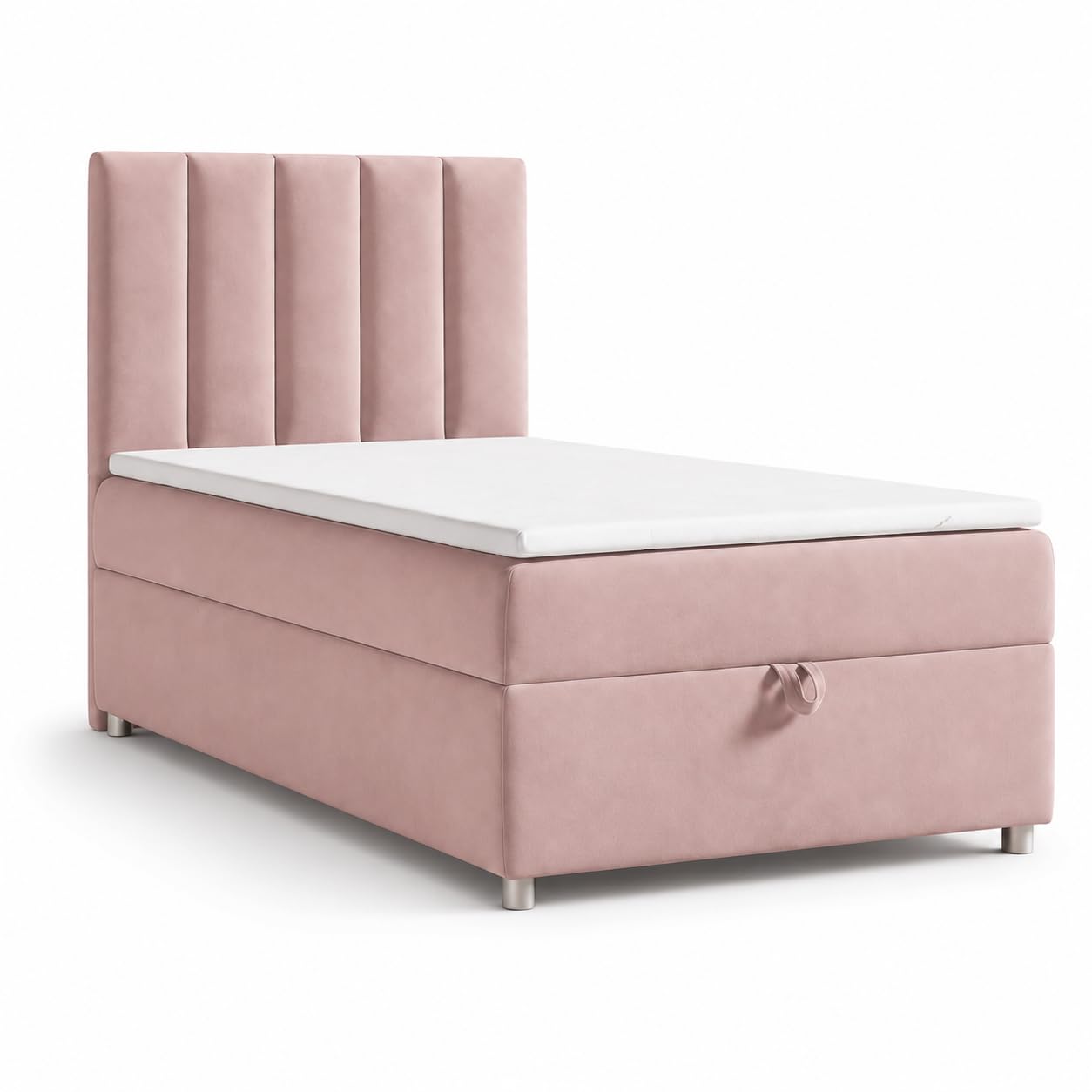 Trinity K10 EinzelBett | Boxspringbett mit Bonell Federkernmatratze 90x200 | MatratzenTopper 90x200 | Bett mit Matratze | Bett mit Stauraum