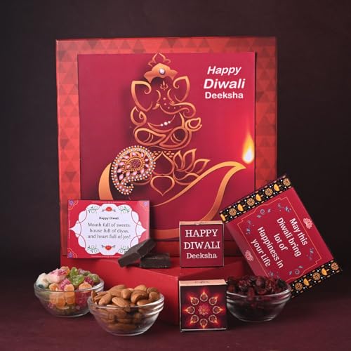 Image of Expelite Dry Fruit Gift Pack Diwali Box | 25 Piece Box, 30g Almonds, 50g Cranberry, 50g Mix Fruit and 15 Pcs Chocolate |Diwali Gifts for Family and Friends