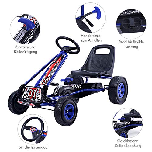 Tretauto Dreamade Kinder Go Kart Tretfahrzeug mit Bremsen