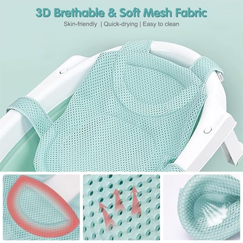 Image of Colorlife Baby Bath Seat Support Net Infant Bathing Seat Support Mat, Adjustable Comfortable Non-Slip Five-Pointed Baby Shower Net Bathtub Sit Up Mesh for Newborn 0-12 Months-Green(No Bathtub)
