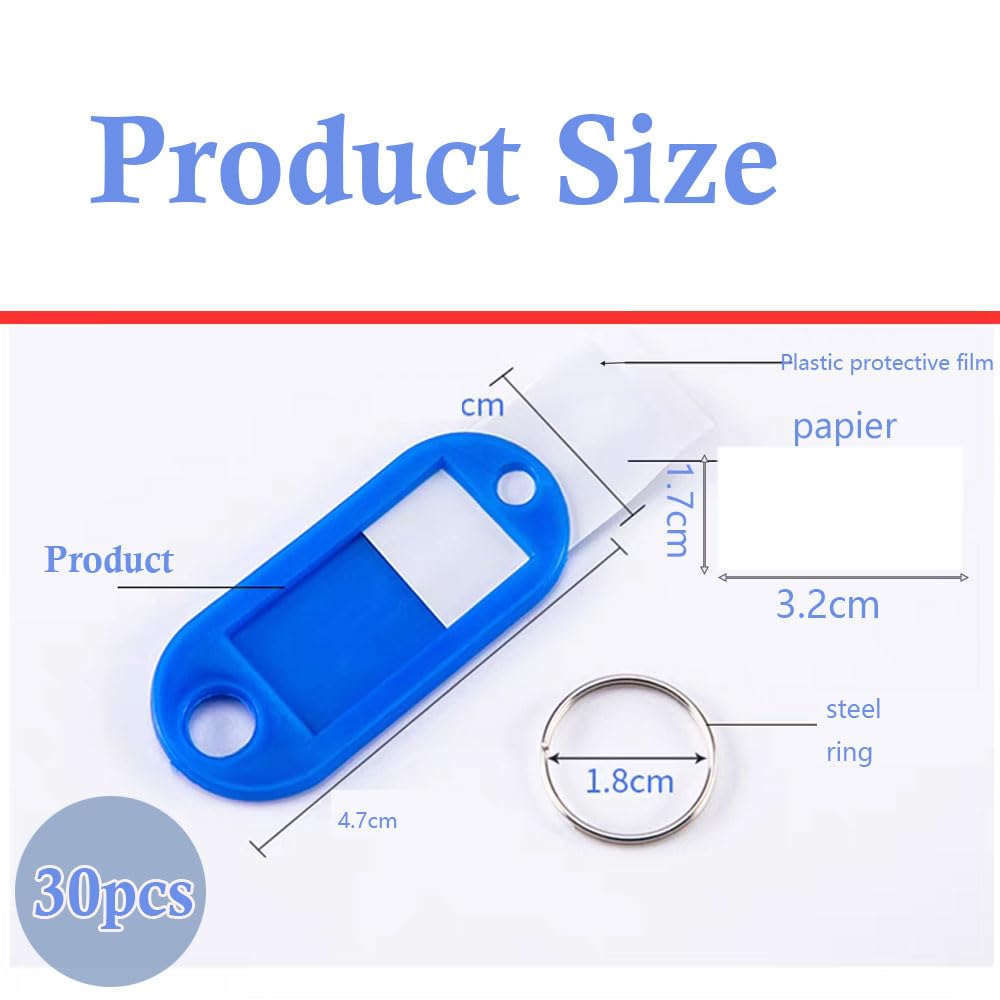 étiquettes Clés Porte-clés Inscriptibles - Lot De 30 - 10 Couleurs - 5.5x3cm - Avec Étiquettes Papier étiquettes Identification Clés