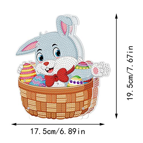 Mifyiar Easter Diy 5D Diamond Art Painting Kits Easter Rabbit Eggs Tabletop Decoration With Led String Light Cute Diamond Paintings Ornament For Easter Day Blue Rabbit Night Light Projection Lamp #TOP5
