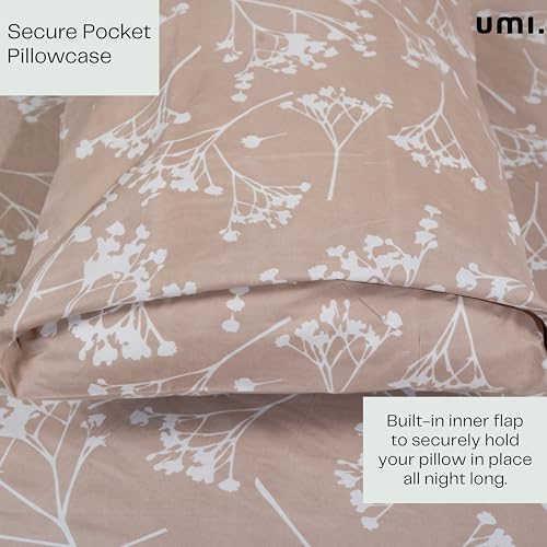 Image of Amazon Brand - Umi Cotton Elastic Fitted Bedsheet, King Size 78x72 Inches, Elastic Fit Bed Sheet, 10 Inch Deep Pocket, Soft Breathable Bedding, Durable Easy Care, with Pillow Cover-Moonlight Meadow