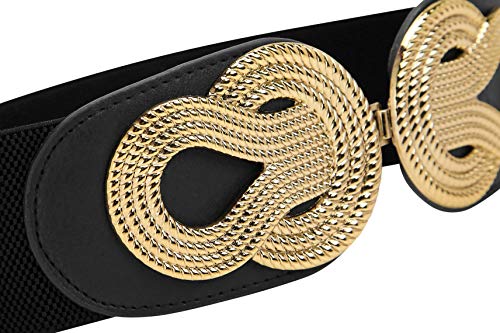 BlackButterfly Wide Elastic Vintage Cinch Retro Metal Interlock Buckle Belt3