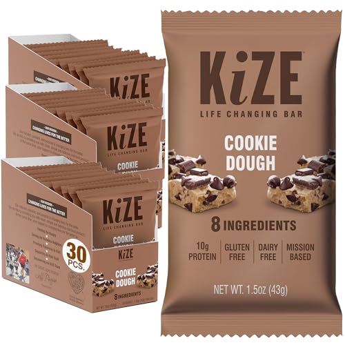 KiZE Energy Bars - Cookie Dough - 30-Count - Gluten Free, Dairy F...