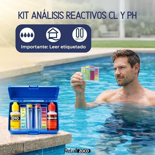 Miniatura 2 de Test Kit Cloro Y Ph, Medidor Del Cloro Y Ph Del Agua De La Piscina, Accesorios Piscina Básico, Apto Para Cualquier Tipo De Agua, Contiene Phenol Y Oto En Gotas