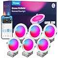 Govee 6 Inch Smart Recessed Lighting, Wi-Fi Bluetooth Direct Connect RGBWW LED Downlight, 65 Scene Mode, Work with Alexa & Google Assistant, LED Recessed Lighting with Junction Box, 1100 Lumen, 6 Pack