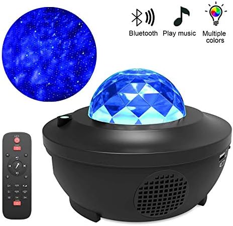 8W Star Projector Night Light, Adjustable Starry Projector with 21 Lighting Modes with Remote Control& Built-in Music Player Ocean Wave Star Projector As Gifts for Birthday Party Bedroom