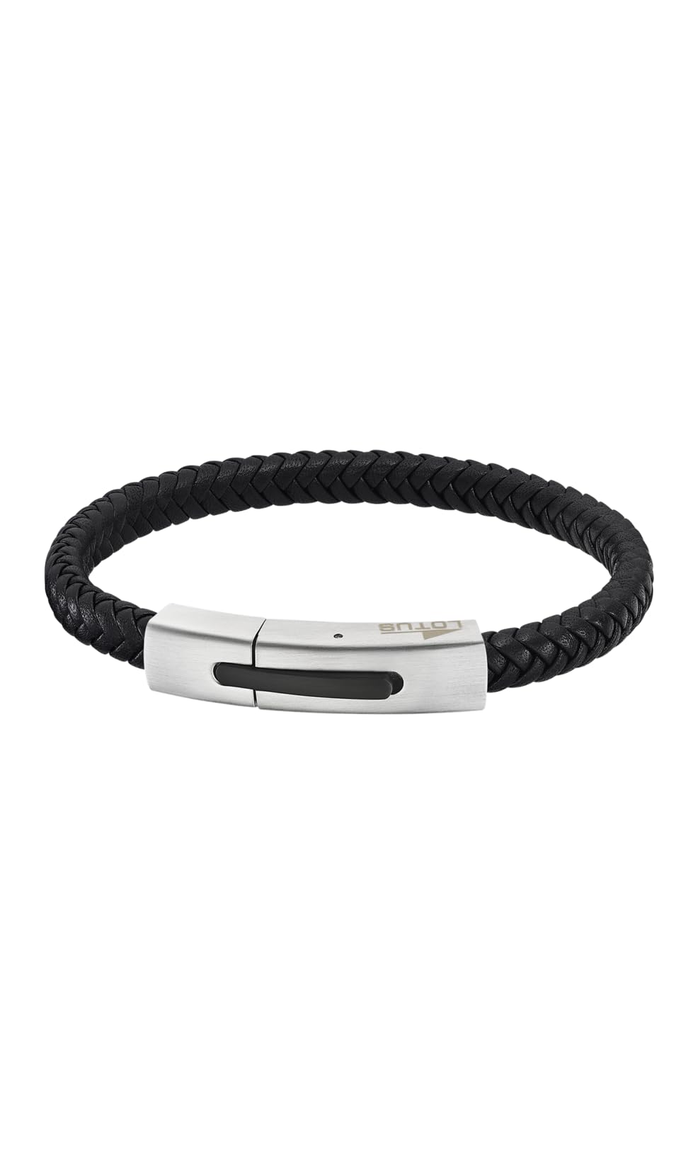 LOTUS STYLE Pulsera Hombre Cuero Brazalete de Diseño Sofisticado, Resistente y Confortable - Pulseras Hombre - Negra 210.00 mm LS2055-2/1 - Regalo de Cumpleaños, Día del Padre