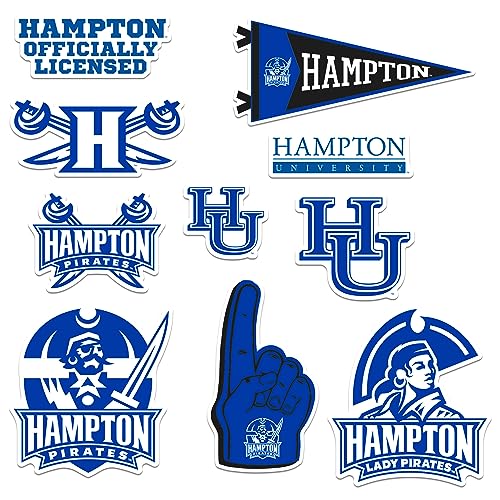 Image of Hampton University 9ct Vinyl Large Deluxe Stickers Variety Pack - Laptop, Water Bottle, Scrapbooking, Tablet, Skateboard, Indoor /Outdoor - Set of 9