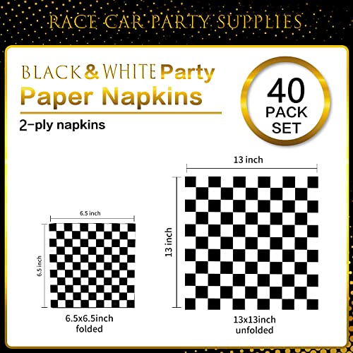 40Pcs Checkered Flag Napkins Race Car Birthday Party Supplies Disposable Racing Party Napkins Black And White Dessert Paper Napkins For Baby Shower Racing Themed Party Decorations Favors #TOP2