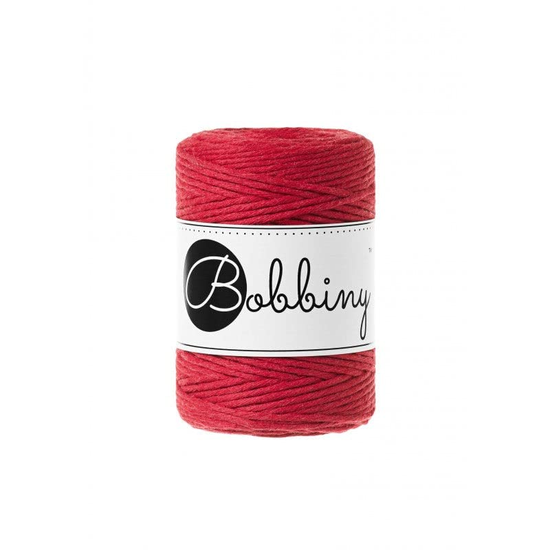 Bobbiny Cordon en macramé Simple épaisseur 1,5 mm (Rouge Classique) 100 m