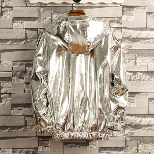 Veste à paillettes argentée à col montant et reflets métallisés - 5