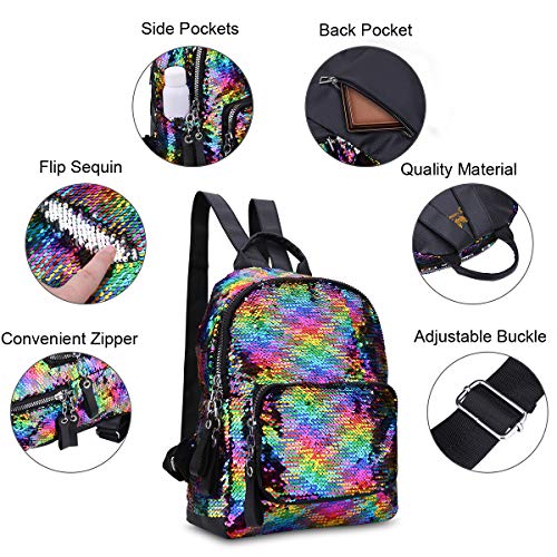 Girls Sequin Backpack Kids Rainbow Reversible Flip Casual Bag Cute School Dance Class Lightweight Satchel For Toddler Teen Women Mermaid #TOP3