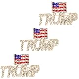 Trump Pin - Trump Maga Merchandise Crystal Trump Brooch with US Flag - Commemorating 2024 Presidential Election Trump Merchandise (2 PCS)