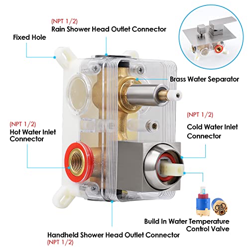 Hgn 10 Inches Bathroom Rain Shower Combo Set Wall Mounted Rainfall Brushed Nickel Shower Head System Rough-In Valve Body And Trim Included #TOP5