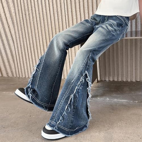 Girls Y2k Flared Jeans Wide Leg Stretch High Elastic Waist Bell Bottom Denim Pants Vintage Casual Bootcut Leggings3