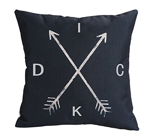 LEIOH Decorative Cotton Linen Square Funny Printed Dick Compass Pattern Black Throw Pillow Case Cushion Cover 18 x 18 Inches Funny Gifts for Men,Men Birthday Gifts,Gifts for Women