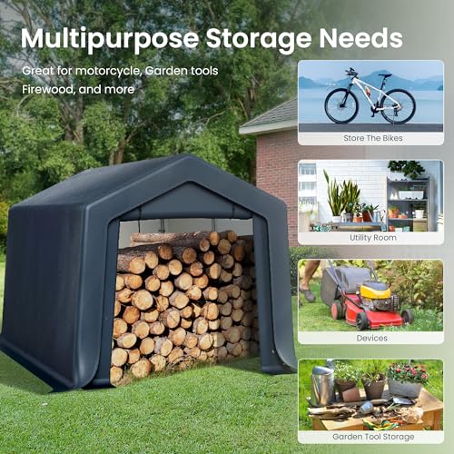 Phi Villa GA11 8'X12'X7.3' Outdoor Portable Storage Shelter Shed Garage With 2 Roll Up Zipper Doors & Vents Carport For Motorcycle Bike Waterproof And Uv Resistant Anti-Snow Portable Garage Kit Tent thumb #1