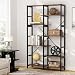 Tribesigns 7-Shelf Vintage Bookshelf, Industrial Staggered Etagere Bookcase, Wood and Metal Book Shelves Display Organizer for Home Office