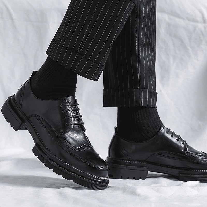 Men's Leather Oxford Business Shoes Round Toe Formal Dress Shoes for Office Wedding Occasions2