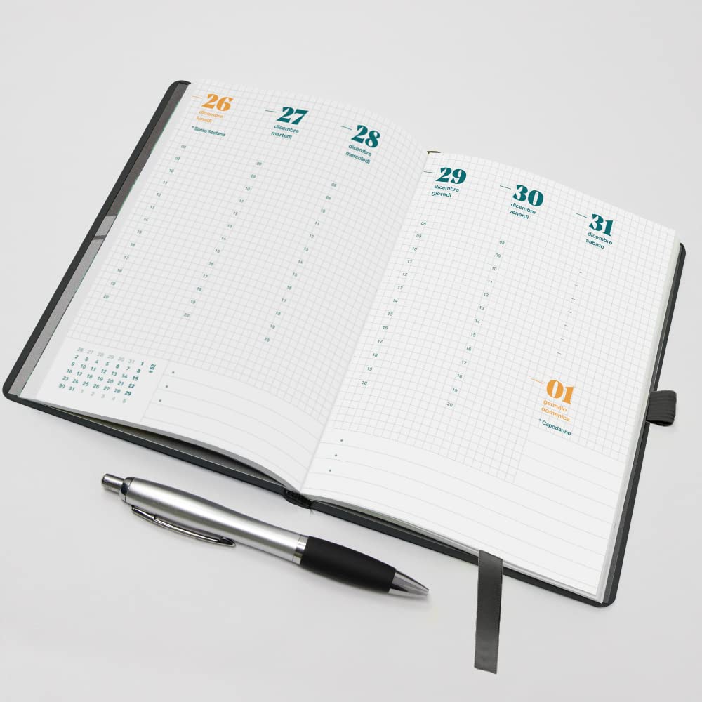 Smemoranda Weekly Diary 2023 Black, 12 Months with Planner, Large 13 x 18.8 cm, Home Office University, Soft Cover - Image 4