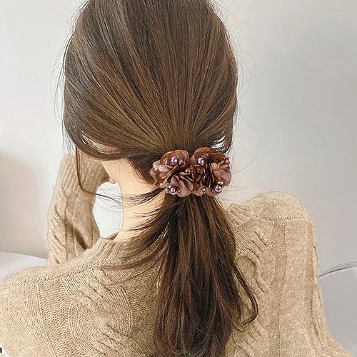Generic 3 Packs Flower Hair Scrunchies For Women, Large Chiffon Elastic Hair Ties thumb #5