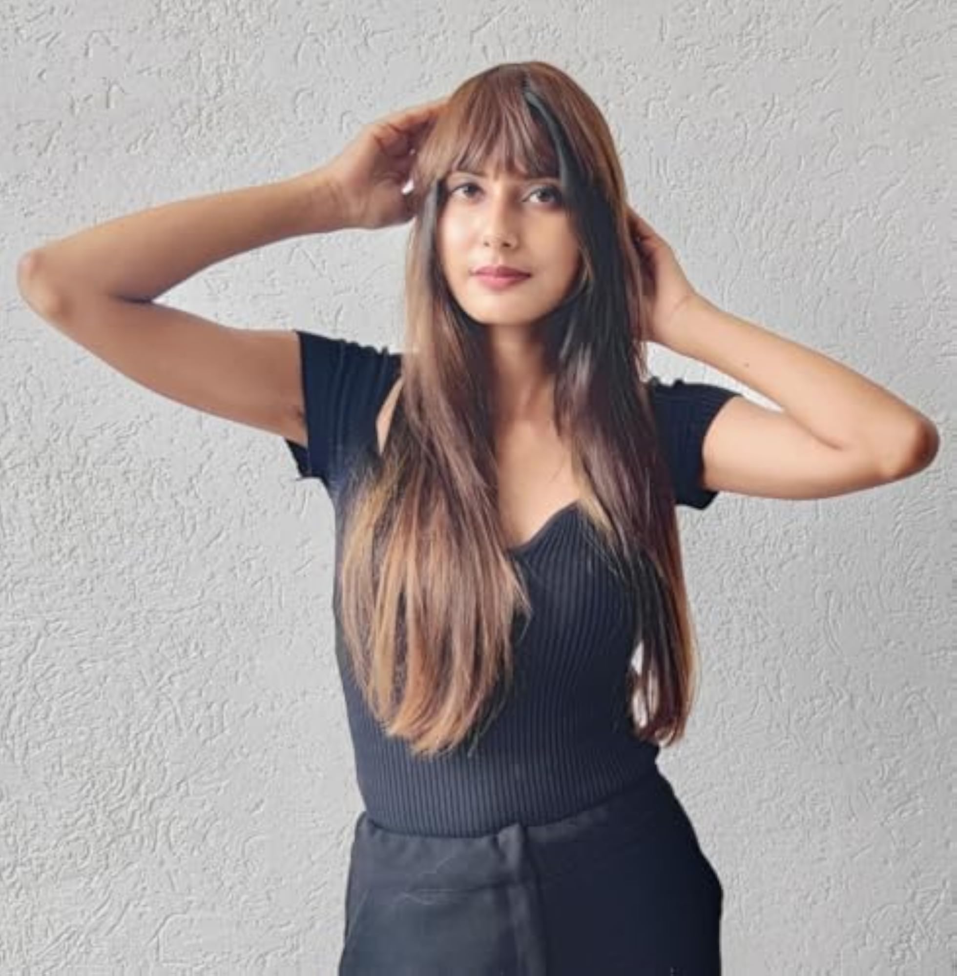 Women's Dark Brown Clip-in Bangs, Human Hair Extension