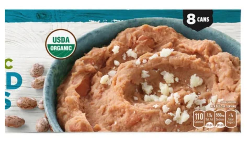 Organic Refried Beans Cans - 16 oz - Pack of 8 cans