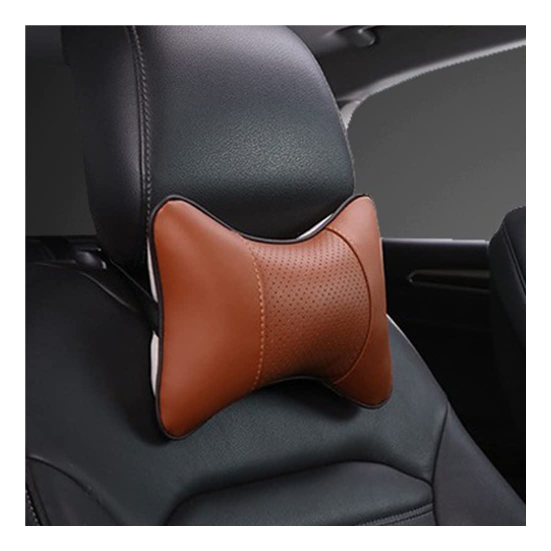 Cuscini Collo per Auto Poggiatesta in Pelle PU su Entrambi i Lati per Sollievo dal Dolore alla Testa Cuscino Cuscino Universale per Auto Comodo in Fibra (Colore : Beige)
