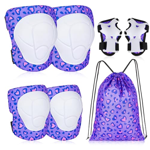Bienbee Knee Pads for Kids, 7pcs Unicorn Kids Knee Pads and Elbow Pads Set Wrist Guards for Girls Boys Protective Gear Set with Bag for Roller Skating Inline Skates Skateboard Cycling