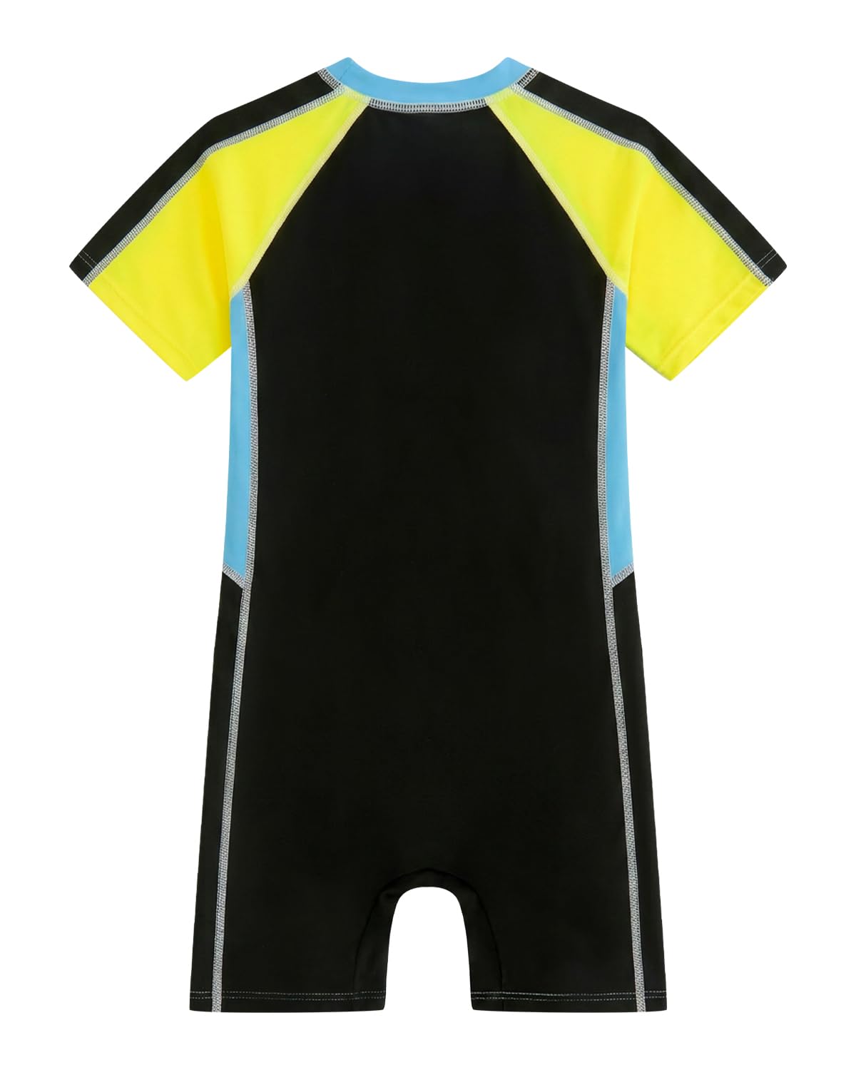 JiAmy Maillot de bain une pièce Rashguard à manches courtes pour garçon - Séchage rapide - Protection UV - Avec fermeture éclair sur le devant - Couleurs contrastées - Pour la plage et la piscine