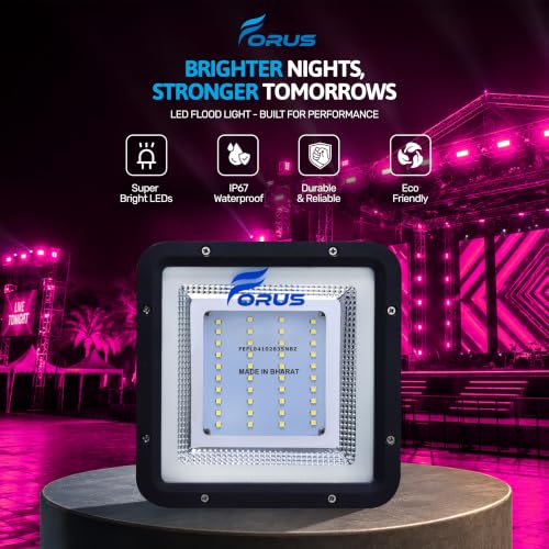 Image of Forus 30W LED Flood Light Outdoor, IP67 Waterproof Wall Mounted Outside Light, High Bright Pink LED Flood Light for Parking, Society, Industrial & Flood Lighting with 4 Year Warranty (1 Pc)