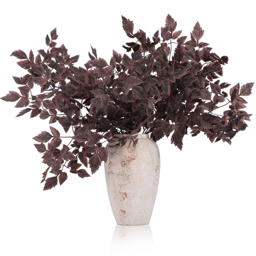 Hananona 4 Pcs Artificial Cimicifuga Leaf Spray, 23 in Faux Burgu...