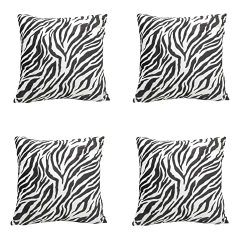 DREAMLANDING 4-Pack Printed Cushion Covers 45×45 cm Soft Colorful Decorative Square Throw Pillow Covers Set for Couch Sofa Patio Chair Bedroom Home Car (Zebra) Cover