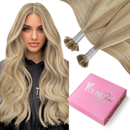 YoungSee Human Hair U Tip Hair Extensions Blonde Highlight Ktip Remy Hair Extensions Highlight Blonde U Tips Real Hair Extension 24 Inch U Tips Hair Extension Real Human Hair Long Straight 50s/50g