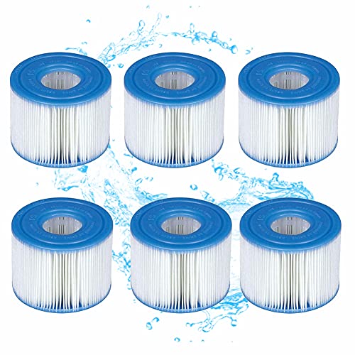 Filtro Piscina, 6 Pcs Cartuchos SPA Tipo S1,Cartucho de Filtro de Repuesto para Piscina Intex s1, Altura 7.4cm, diámetro 10.8/4.3 cm