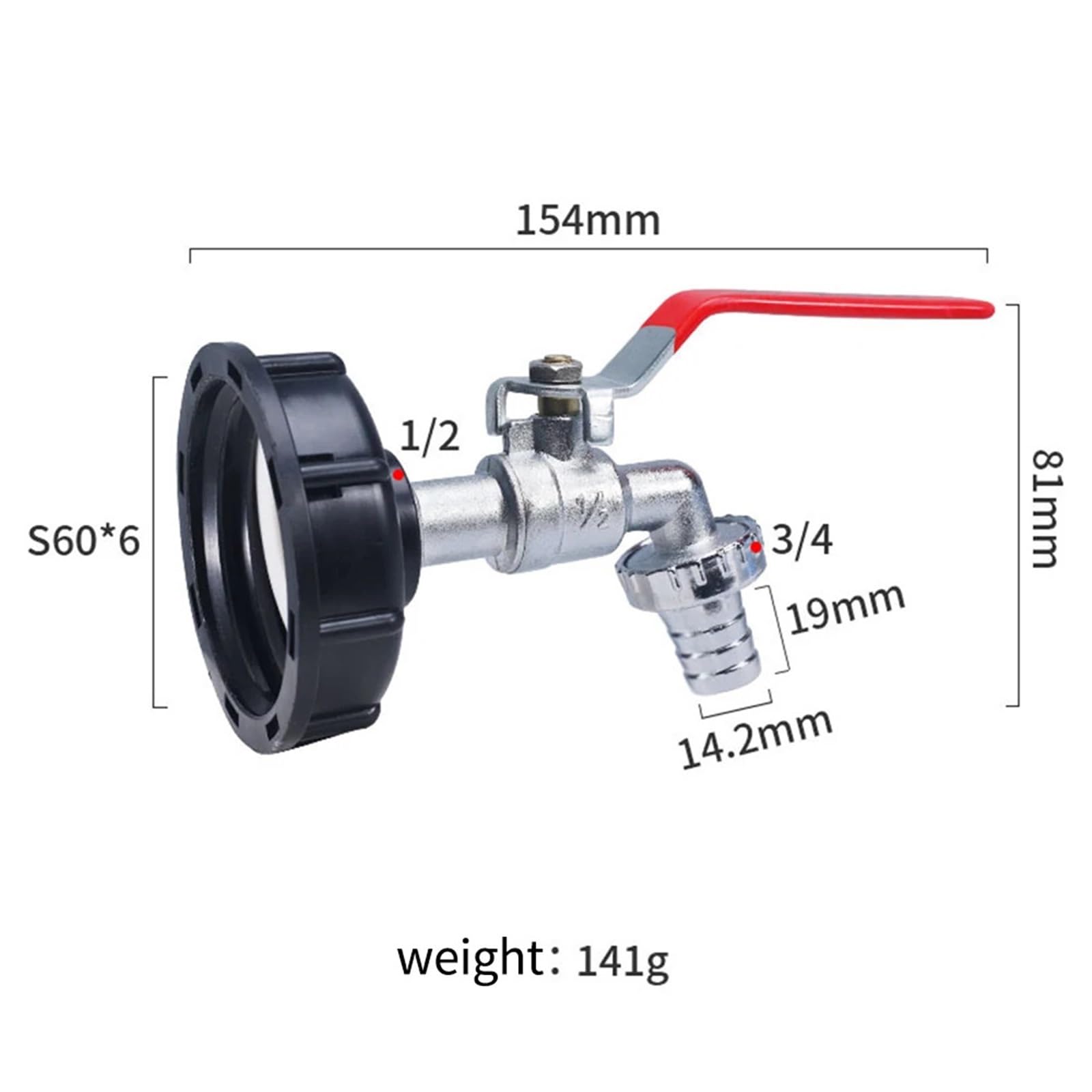 S60x6 gruby gwint IBC zbiornik kran złącze X 1/5.1 cm 3/10.2 cm adapter do złącza wodnego 1000L ogród dom wymiana zaworu montażu